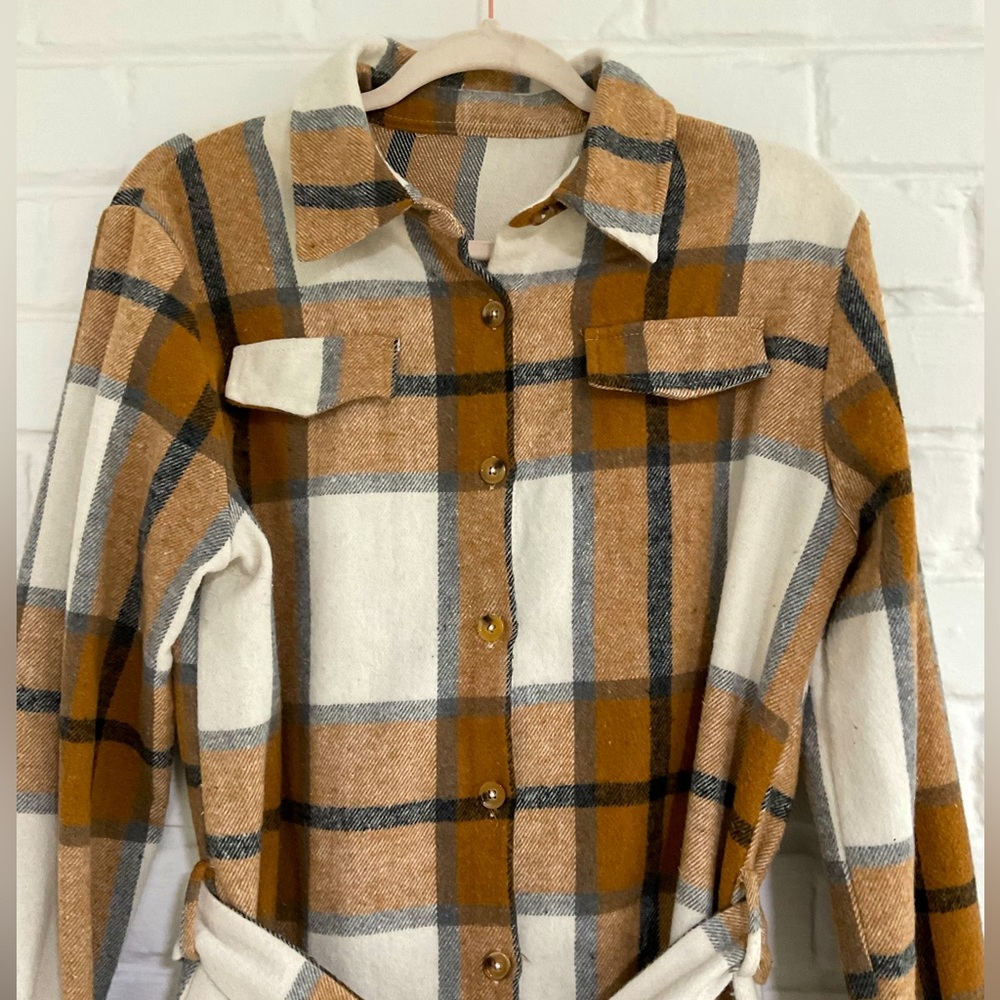 Flannel long sleeve shirt dress